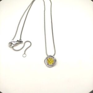 David Yurman Silver Necklace with Yellow Pendant